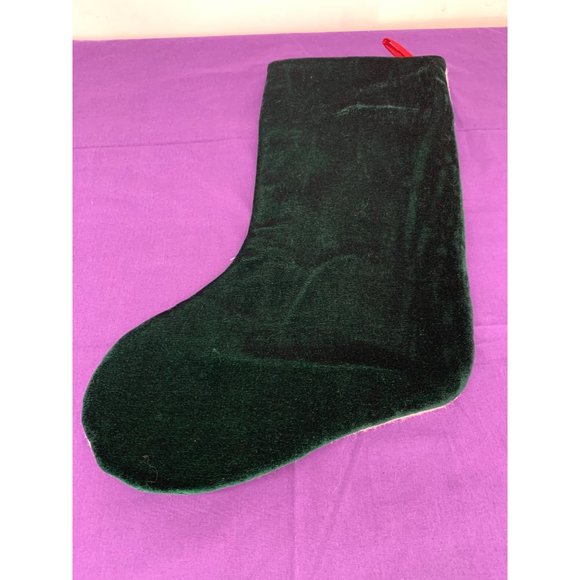 Finished Felted Homemade Vintage Christmas Stocking Santa with a gift and trees - Picture 4 of 7